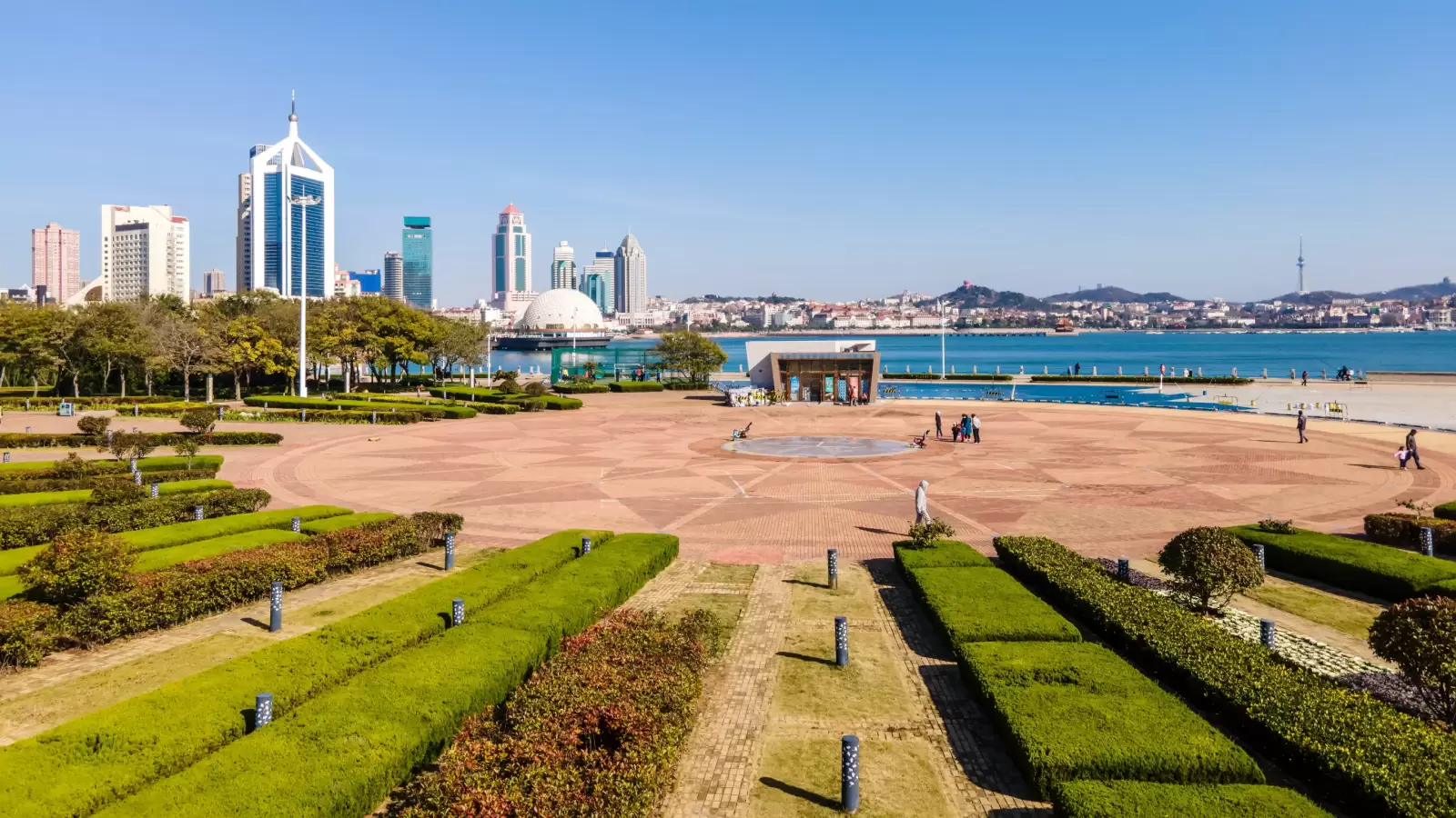 aerial panorama of architectural landscape skyline in qingdao bay aerial panorama of architectural landscape skyline in qingdao bay