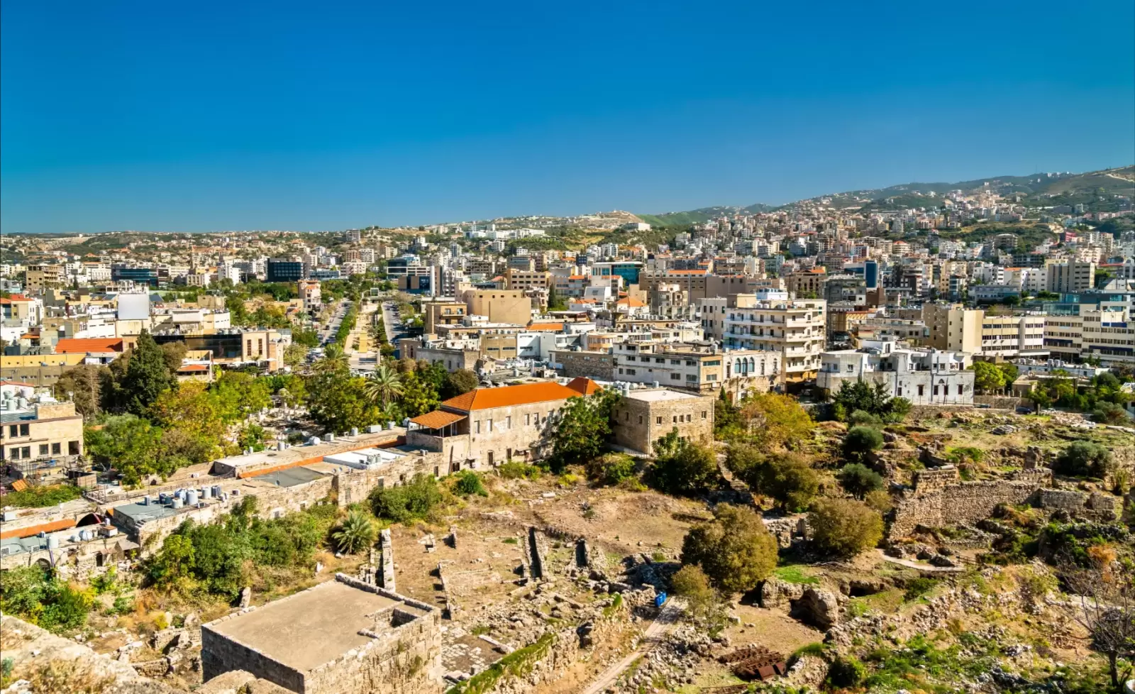 aerial view of byblos town in lebanon aerial view of byblos town in lebanon