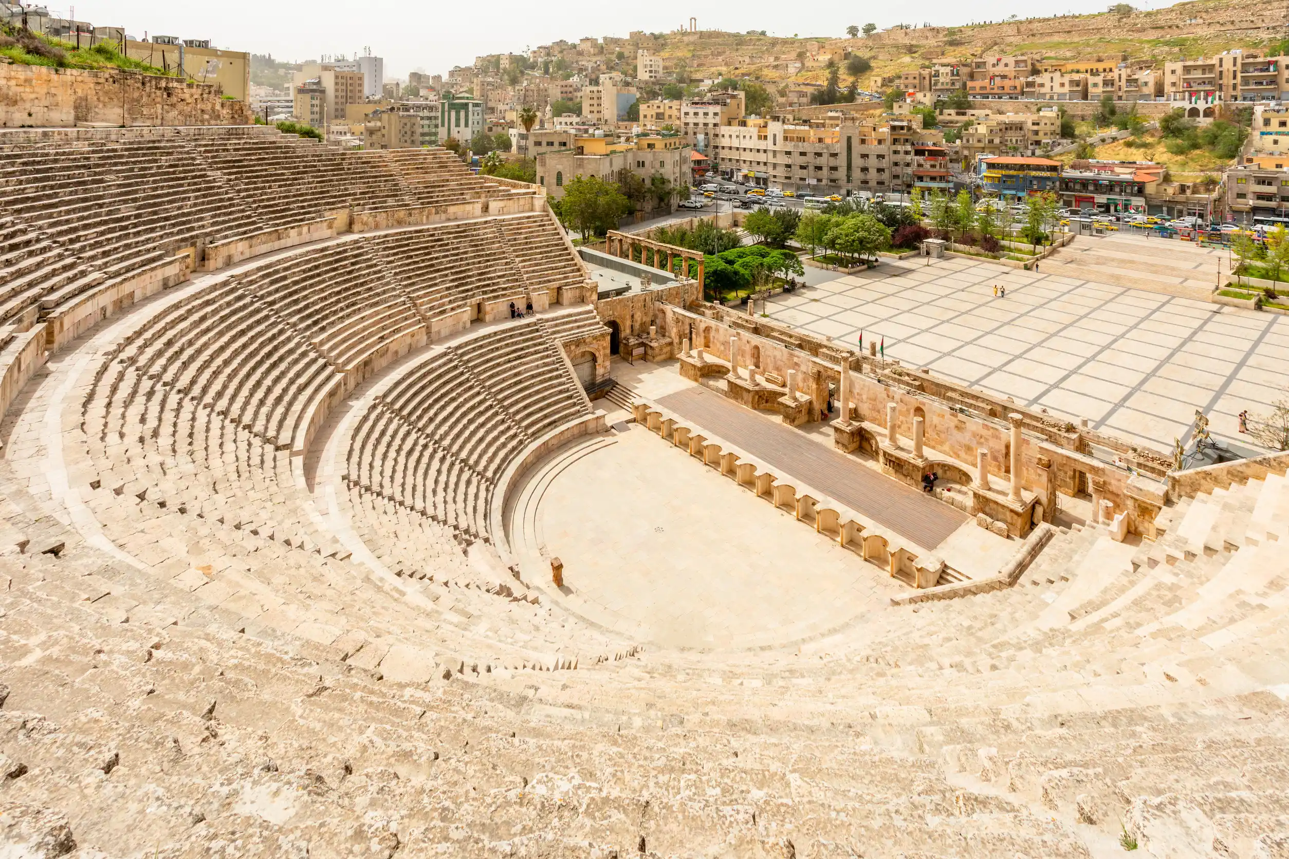 aerial view of roman theatre in amman jordan aerial view of roman theatre in amman jordan