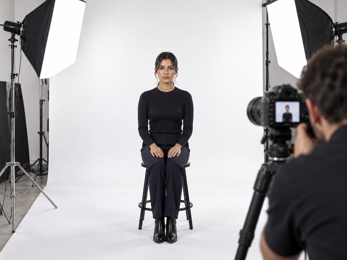 Applicant Taking A Photo In Studio