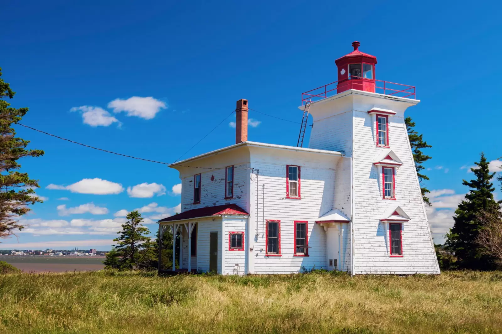 blockhouse point lighthouse on prince edward island and charlottetown panorama blockhouse point lighthouse on prince edward island and charlottetown panorama