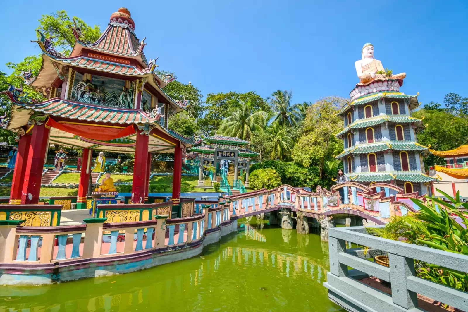 chinese pagoda and pavilion by the lake at haw chinese pagoda and pavilion by the lake at haw