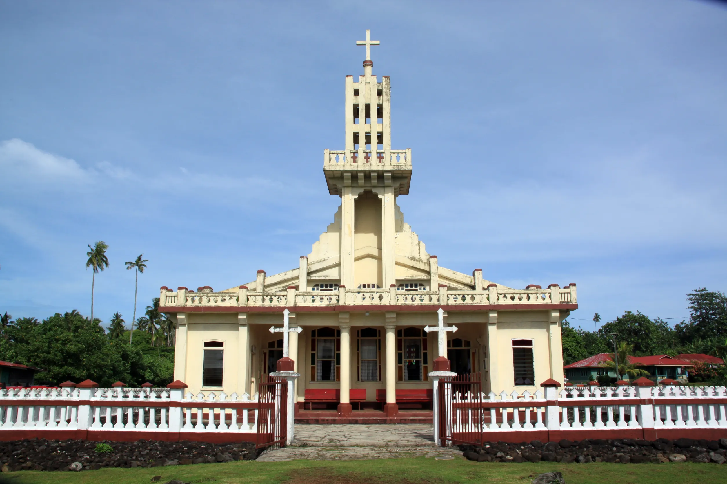 church tall tpwer in savaii island samoa