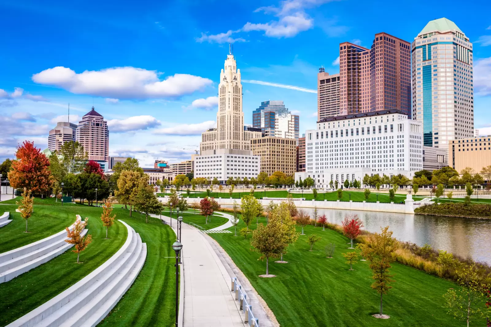 columbus ohio usa skyline on the scioto river columbus ohio usa skyline on the scioto river