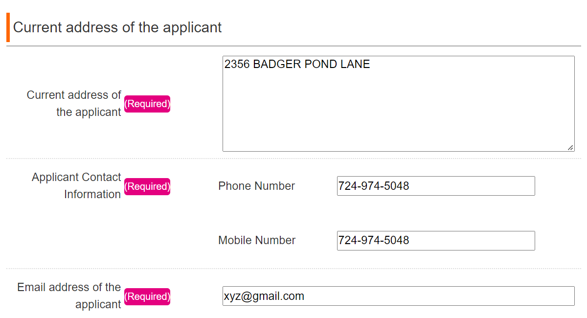 Current address