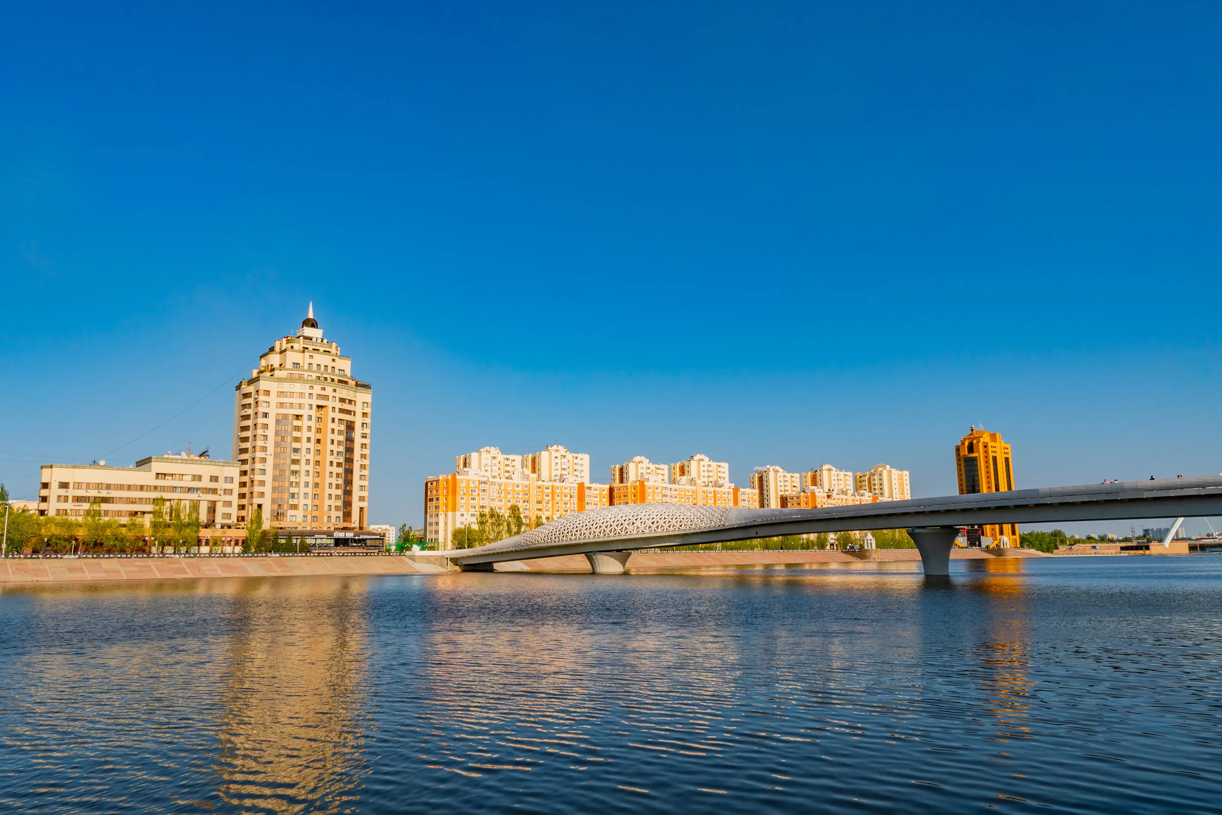 day in astana city yesil river kazakhstan day in astana city yesil river kazakhstan
