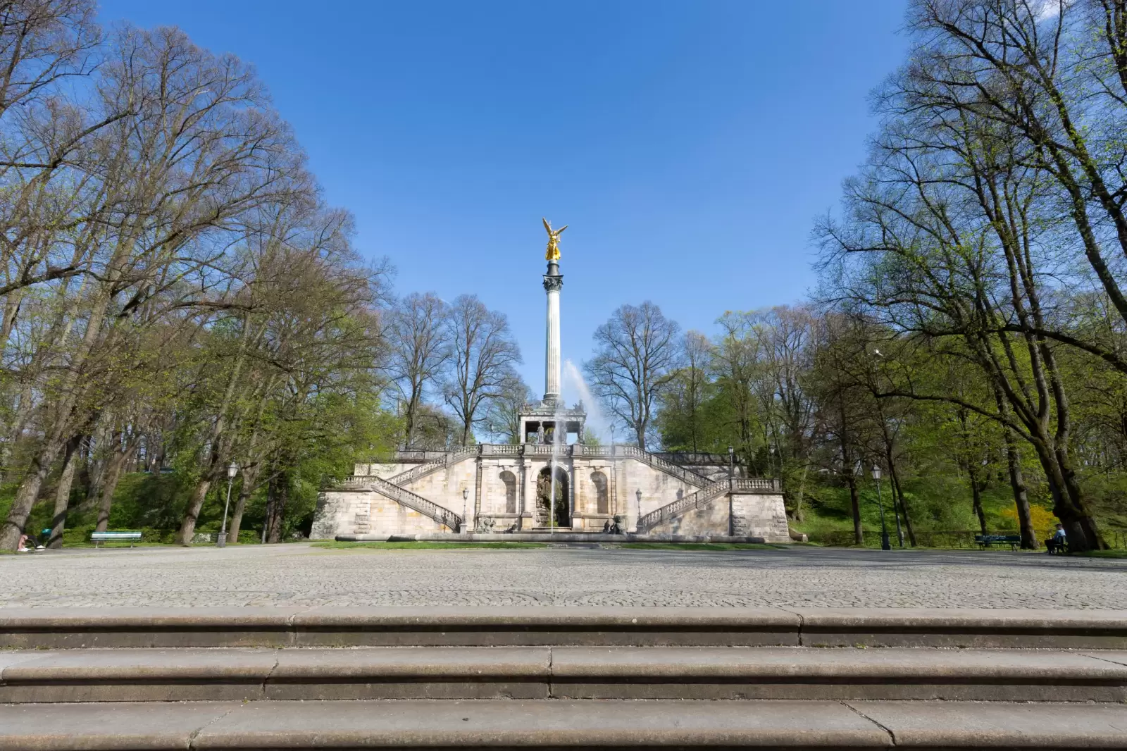friedensengel statue in munich germany in spring friedensengel statue in munich germany in spring