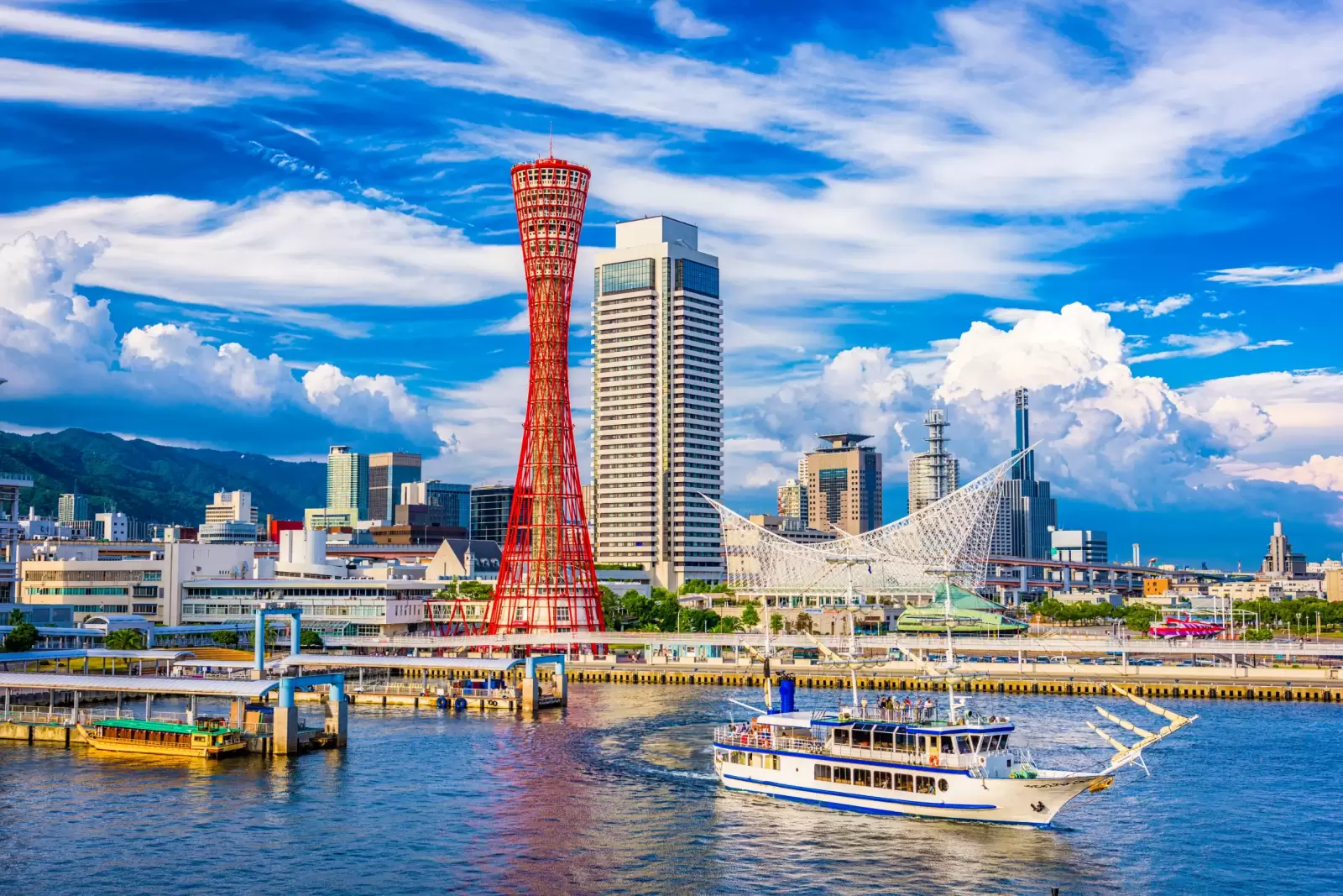kobe japan skyline at the port and tower kobe japan skyline at the port and tower