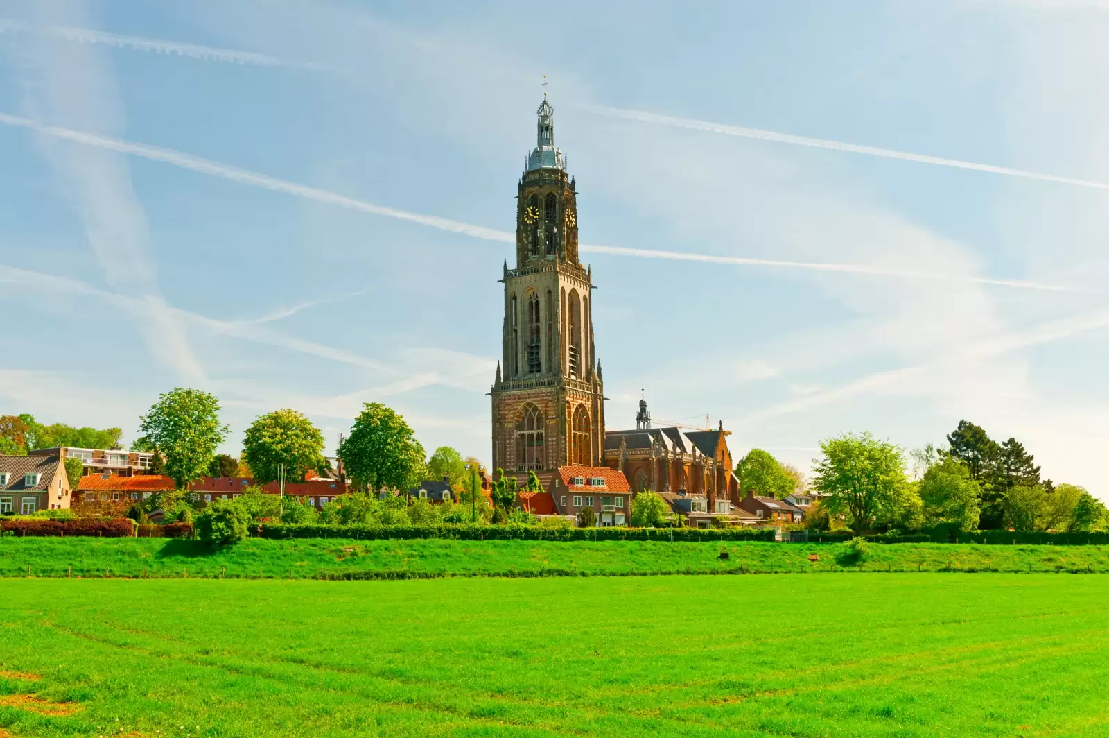 meadows on the outskirts of a small dutch town