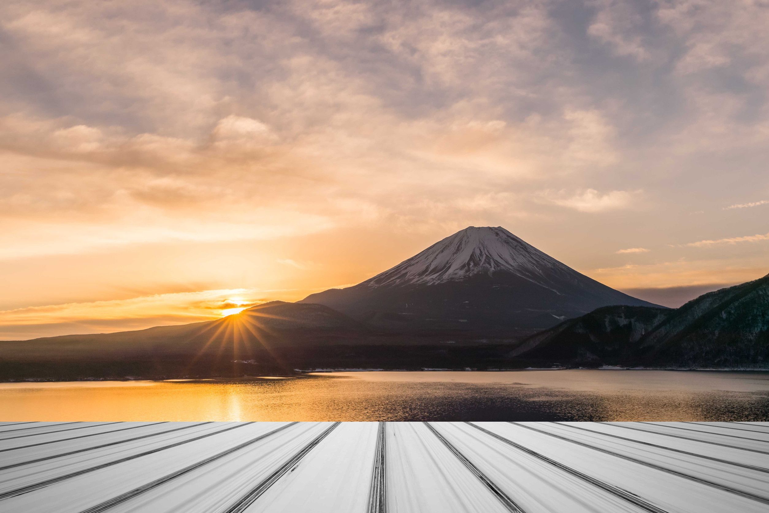 Mount Fuji with sunset view