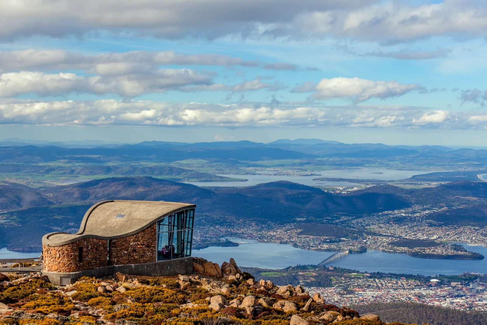mount wellington lookout structure overlooking the city of hobart tasmania mount wellington lookout structure overlooking the city of hobart tasmania