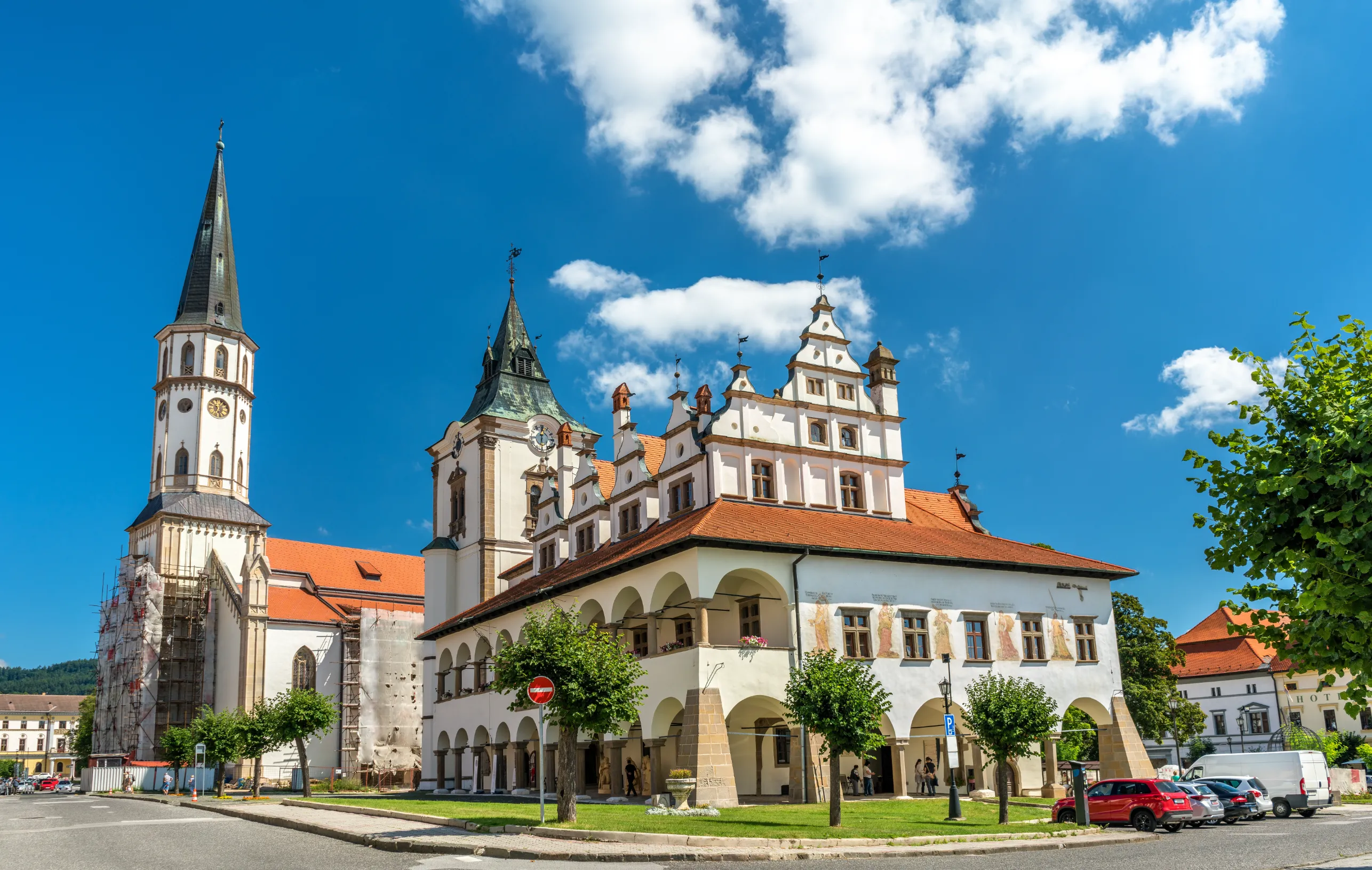 old town hall and st james church in levoca slovakia old town hall and st james church in levoca slovakia
