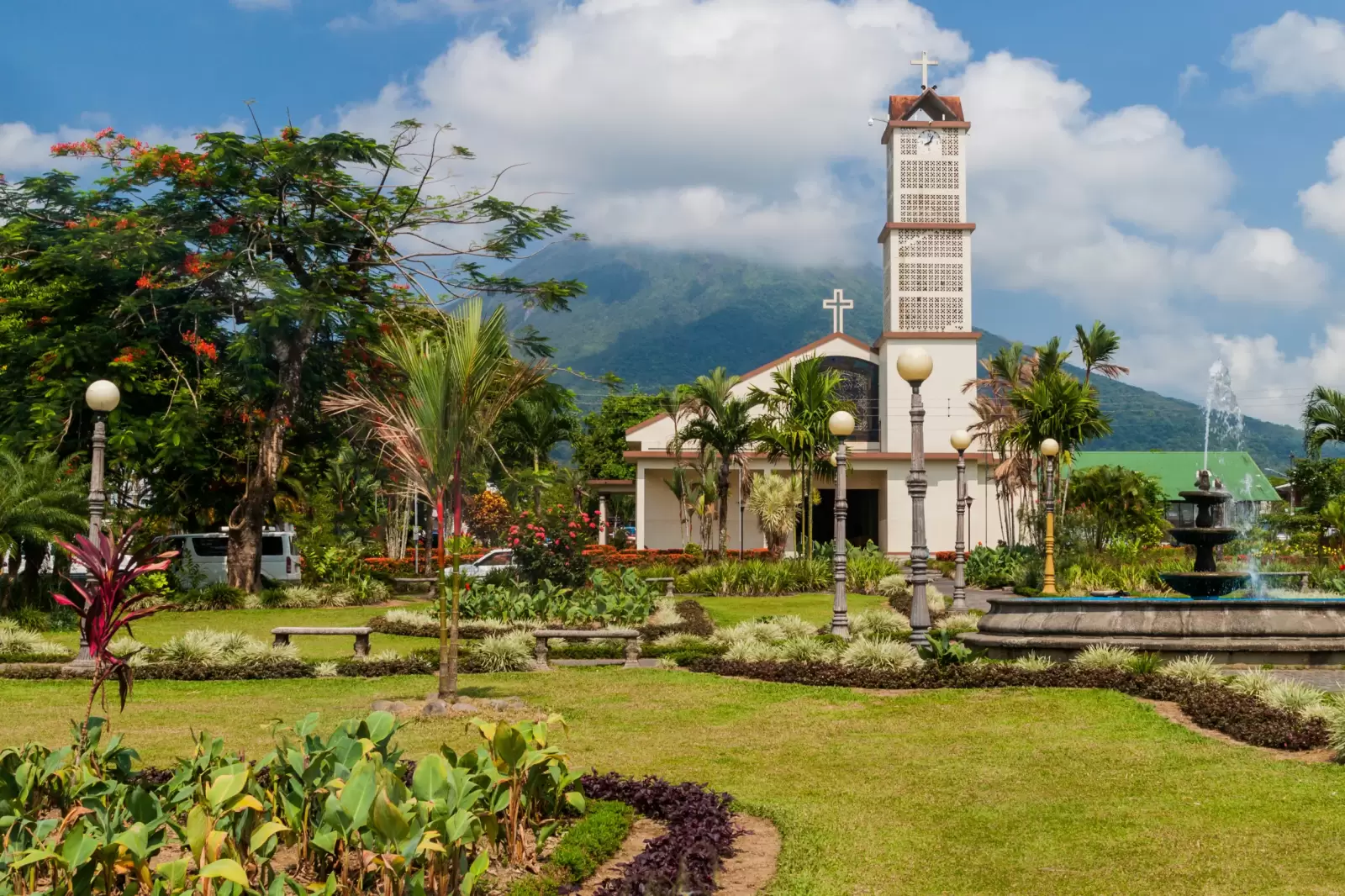parque central square in la fortuna village costa rica parque central square in la fortuna village costa rica