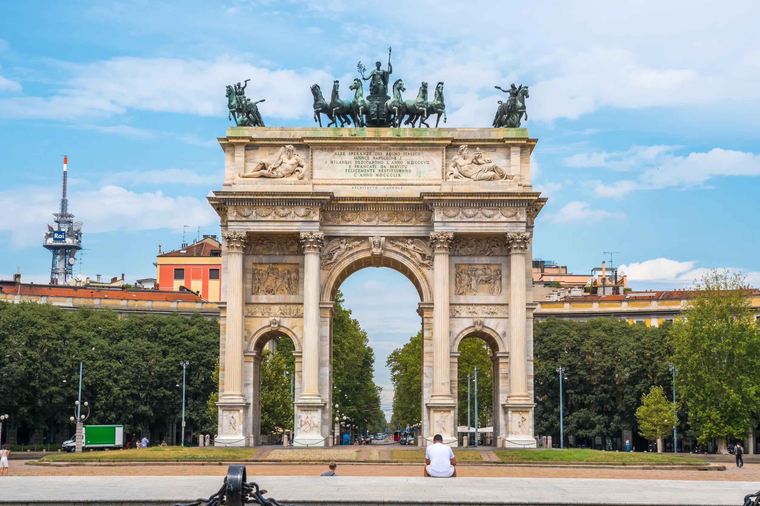 peace arch or gate of sempione in milan near the sempione park peace arch or gate of sempione in milan near the sempione park