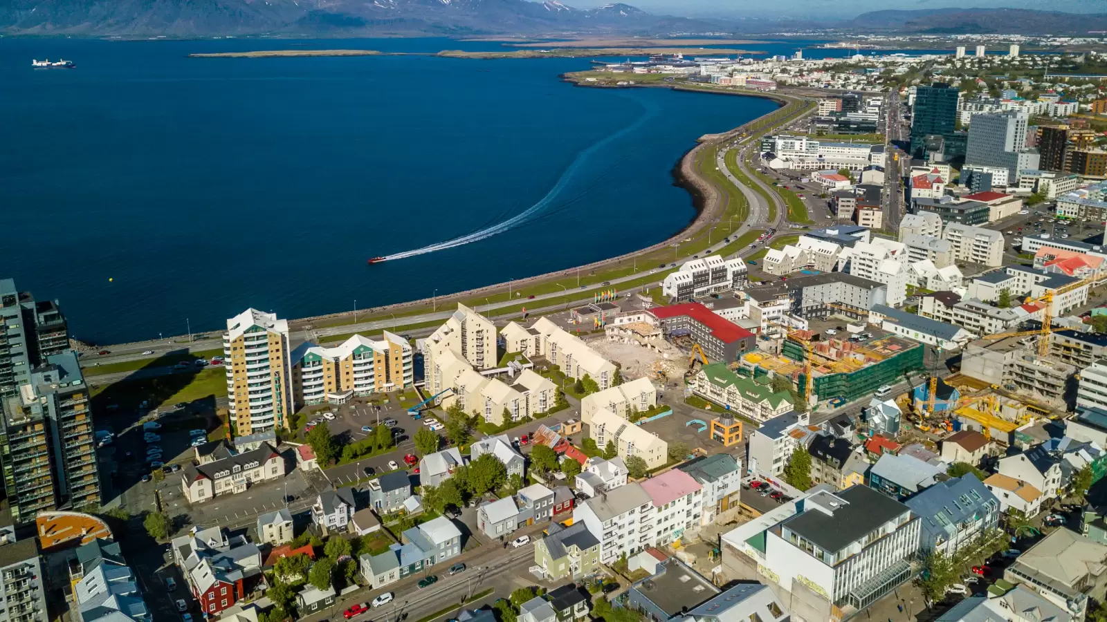 reykjavik from yhe top iceland capital in summer