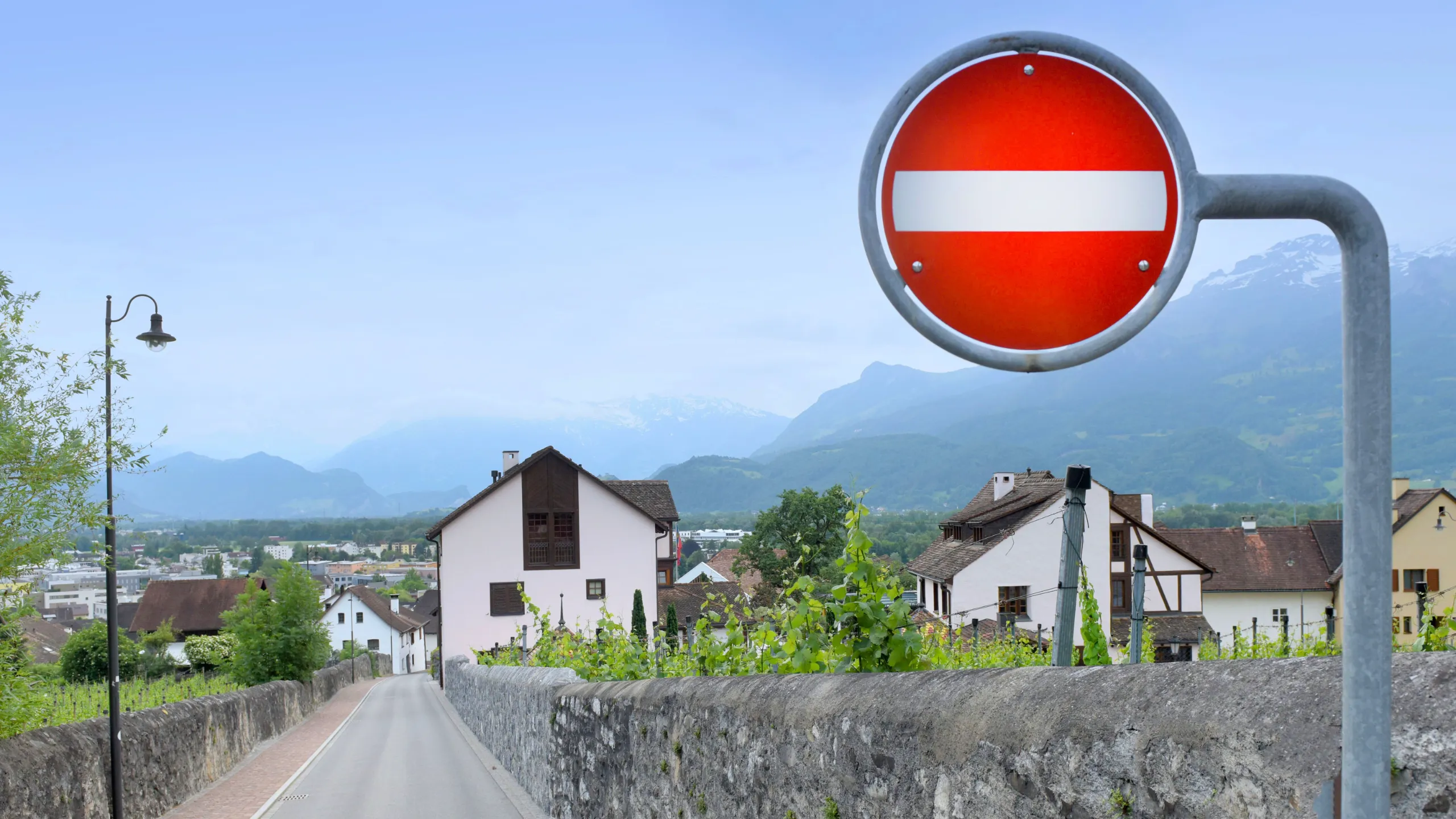 sign stop in vaduz liechtenstein sign stop in vaduz liechtenstein