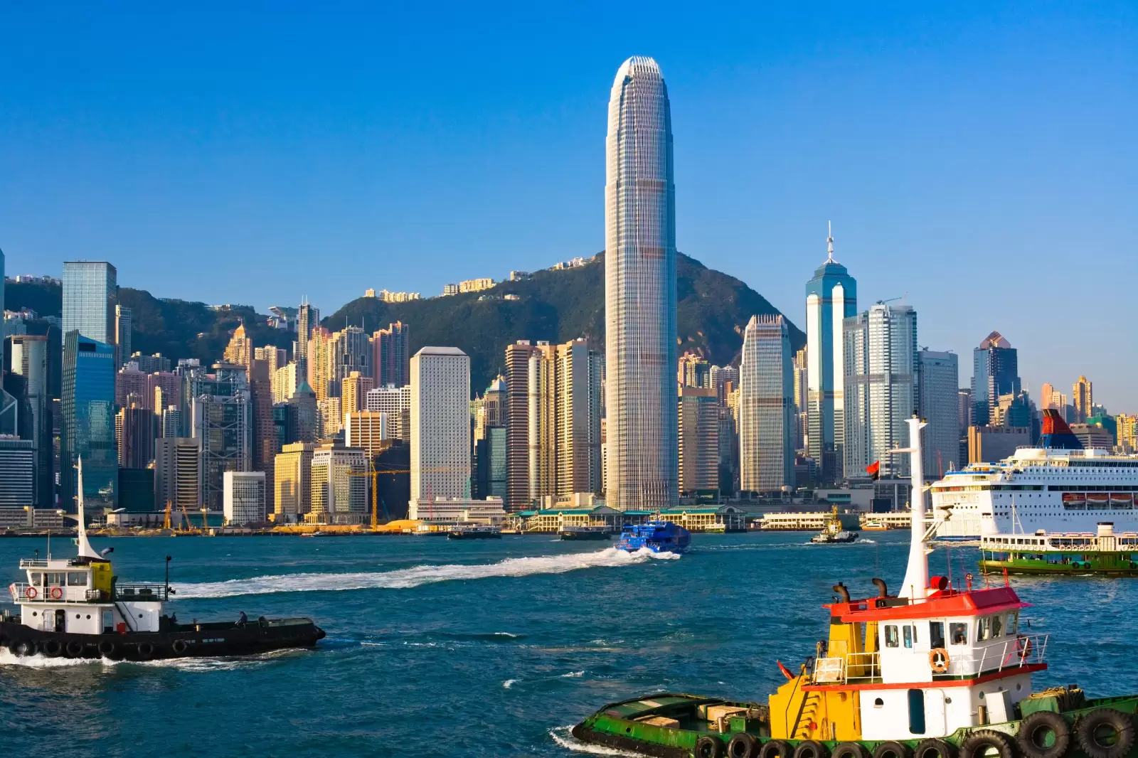 skyline of victoria harbour on hong kong island from kowloon hong kong skyline of victoria harbour on hong kong island from kowloon hong kong