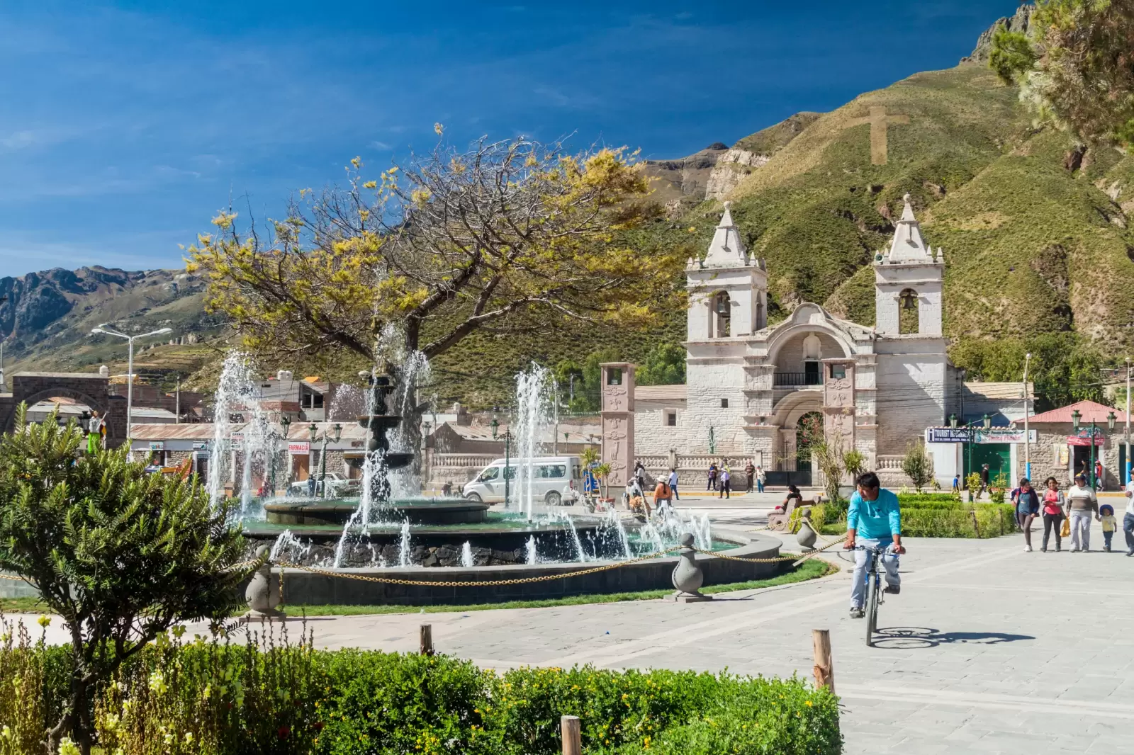 square in chivay village near colca canyon peru square in chivay village near colca canyon peru