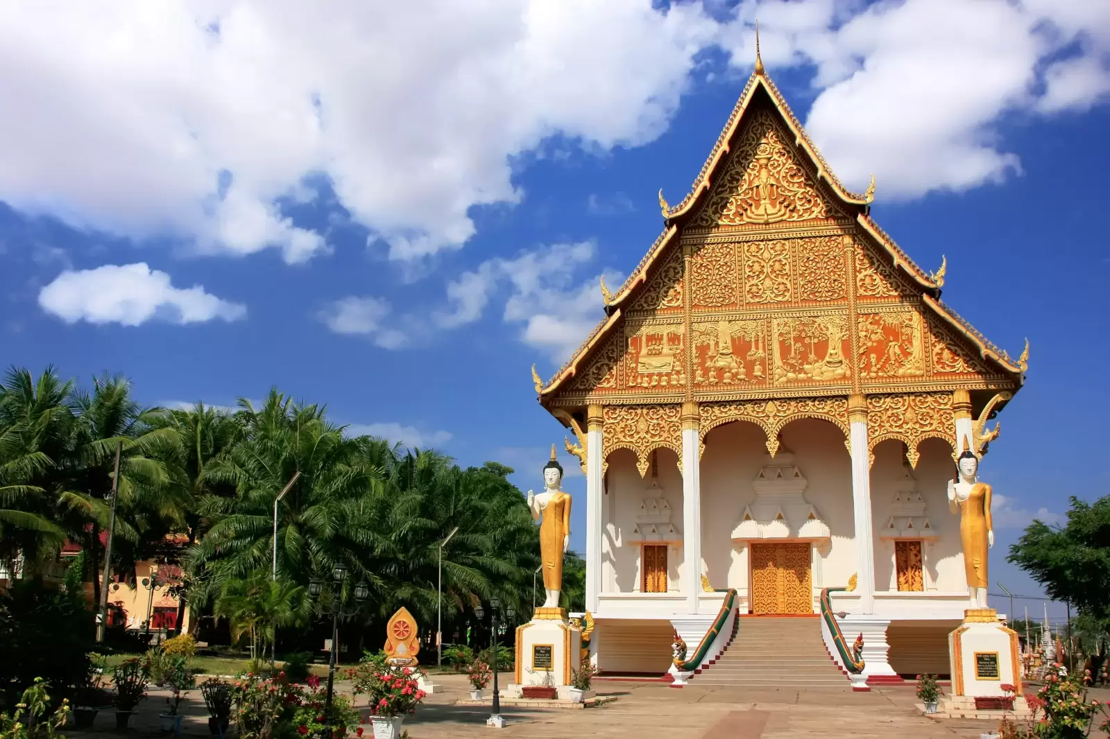 temple at pha that luang complex in vientiane laos temple at pha that luang complex in vientiane laos