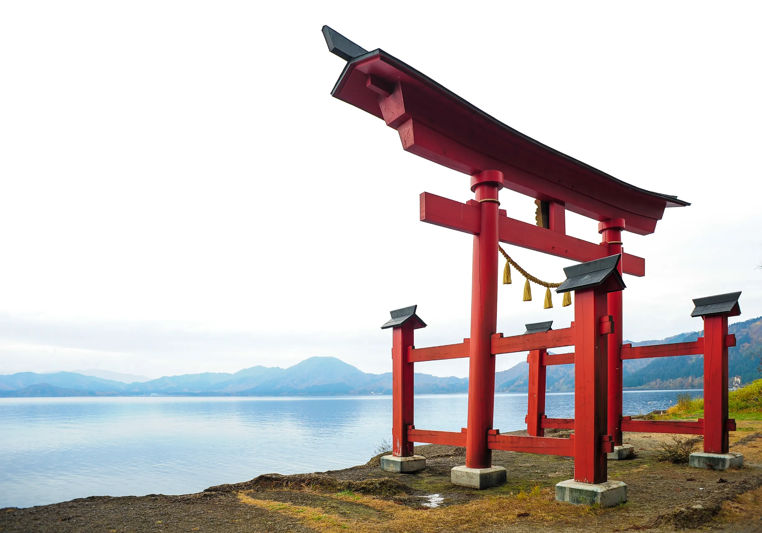torii gates near river torii gates near river