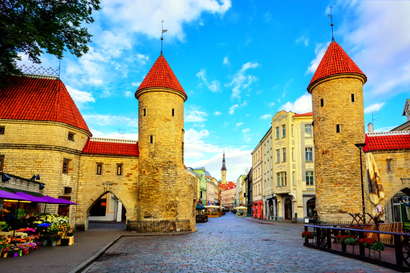 twin towers of viru gate in the old town of tallinn estonia twin towers of viru gate in the old town of tallinn estonia