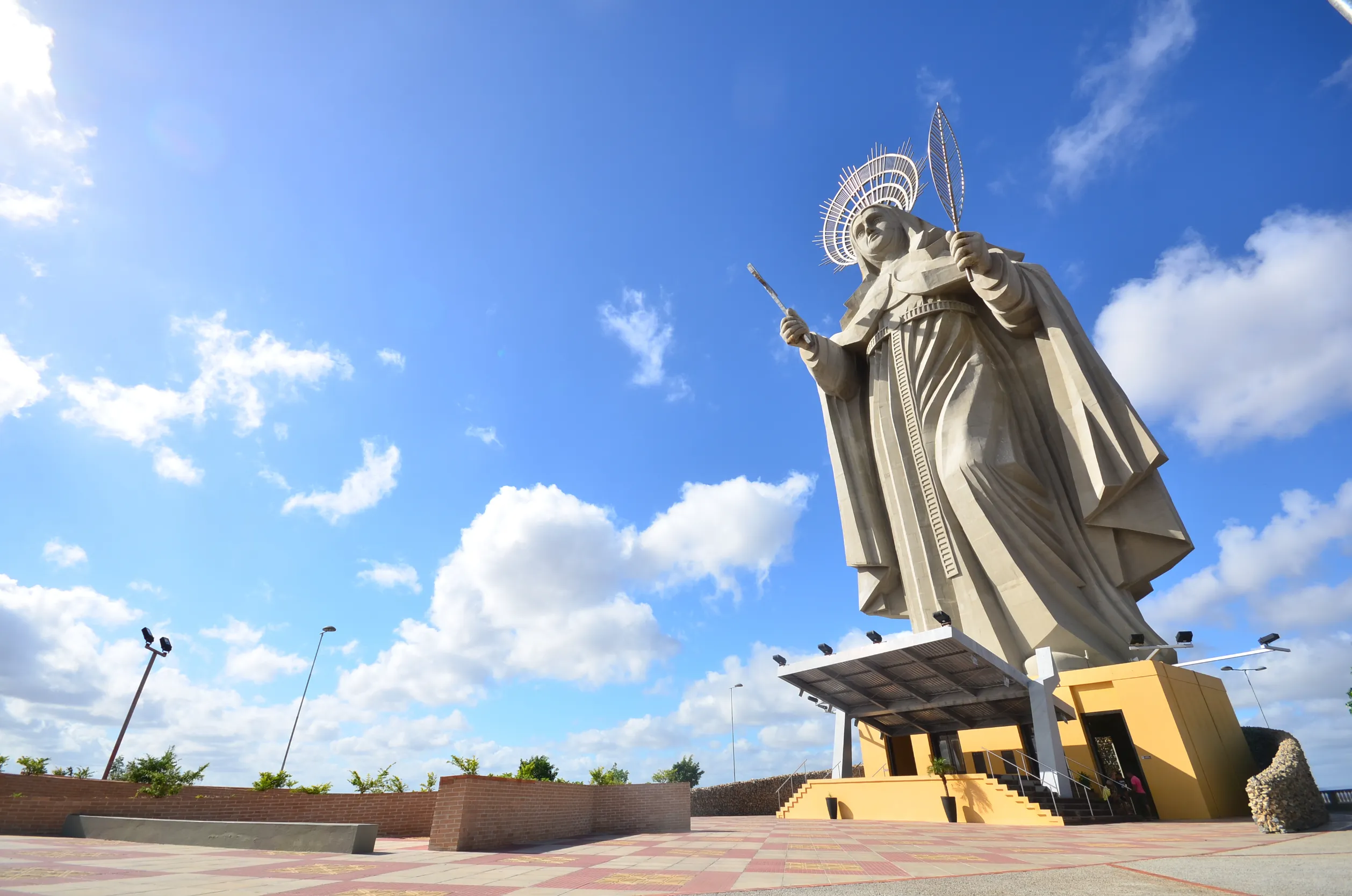 view of the courtyard of the largest catholic statue in the view of the courtyard of the largest catholic statue in the