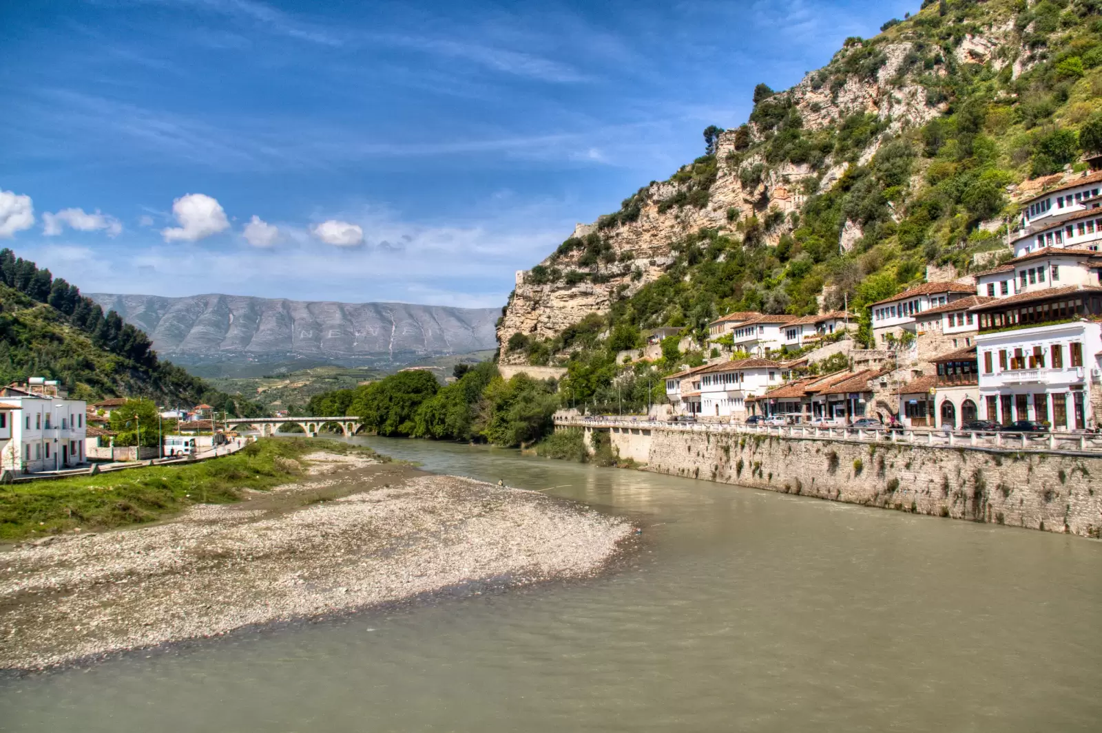 view over the town of berat with river albania view over the town of berat with river albania