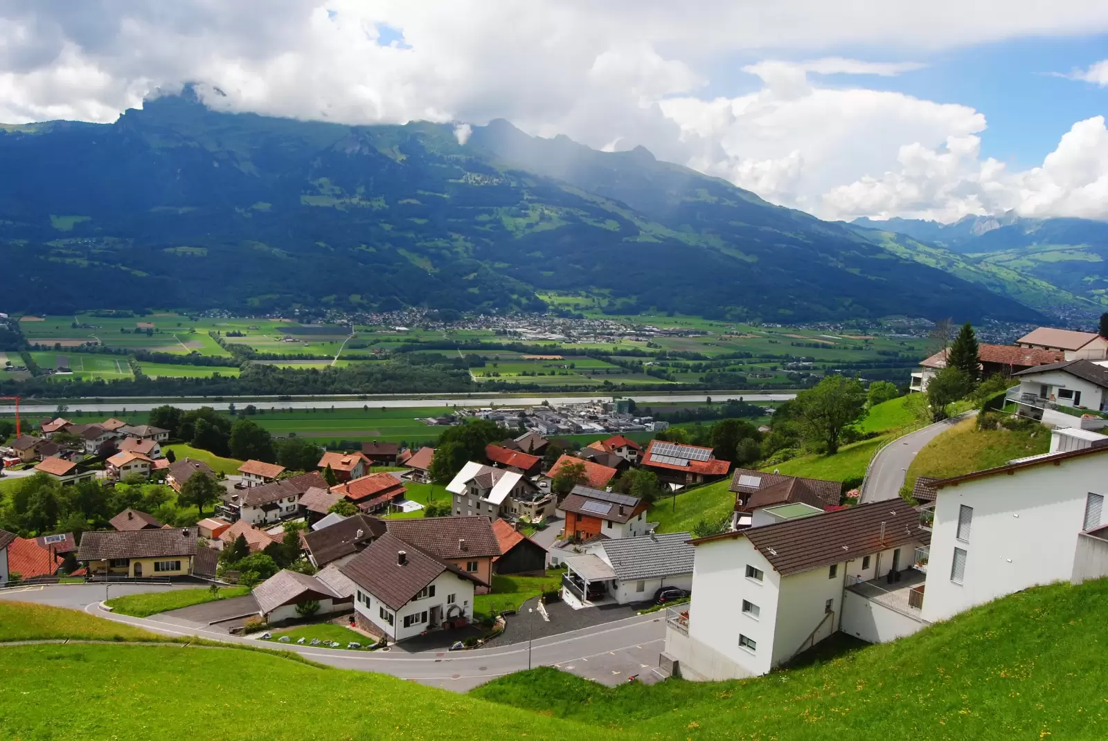 view over triesenberg village in principality liechtenstein view over triesenberg village in principality liechtenstein